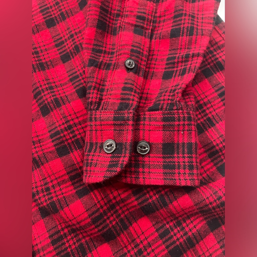 Lauren Ralph Lauren Women Red Black Plaid Flannel Button-Down Shirt Sz S cotton - Picture 6 of 15